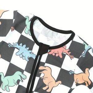 Dinosaur Print Checkered Bamboo Zippy